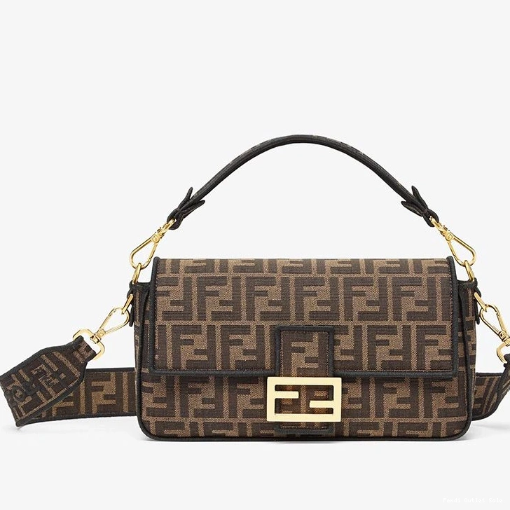 Cheap Fabric FF Bag Brown Motif Medium Fendi In Baguette 0803